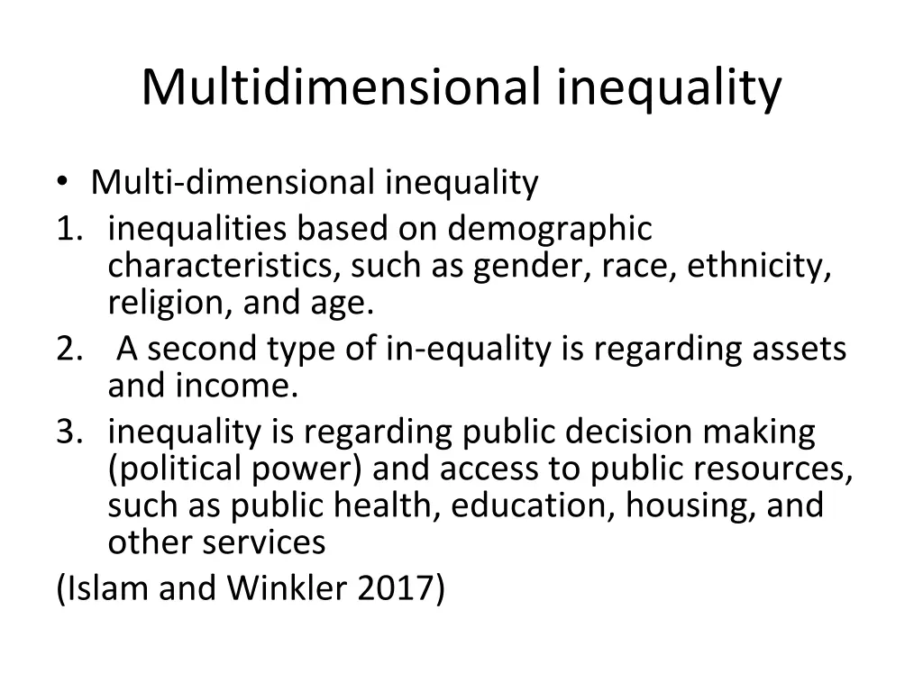 multidimensional inequality