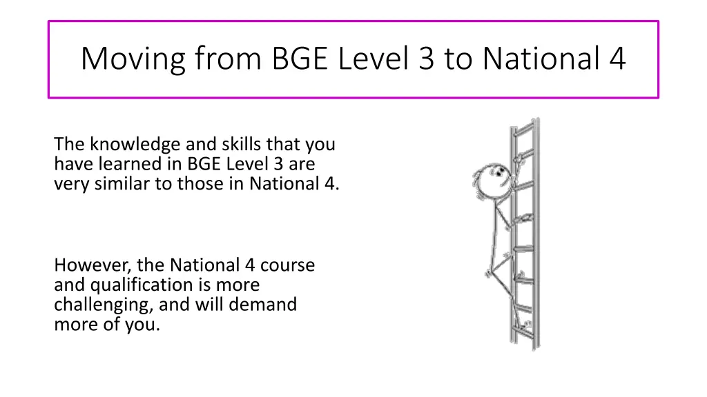 moving from bge level 3 to national 4