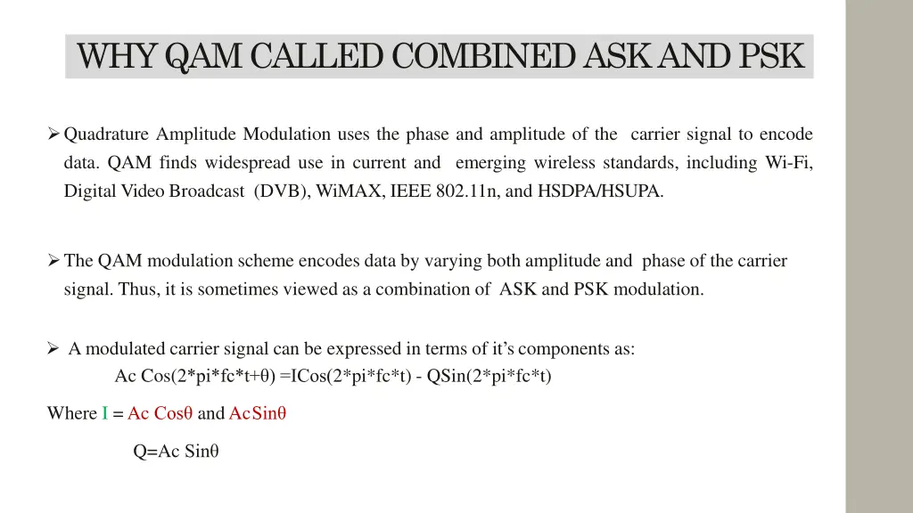 why qam called combined ask and psk