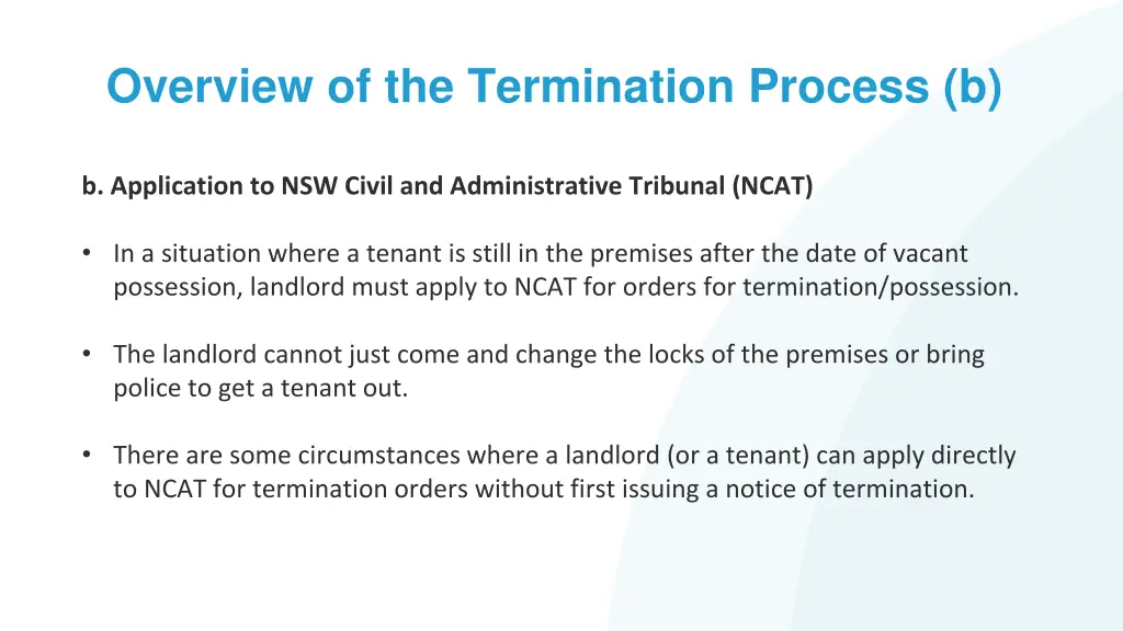 overview of the termination process b