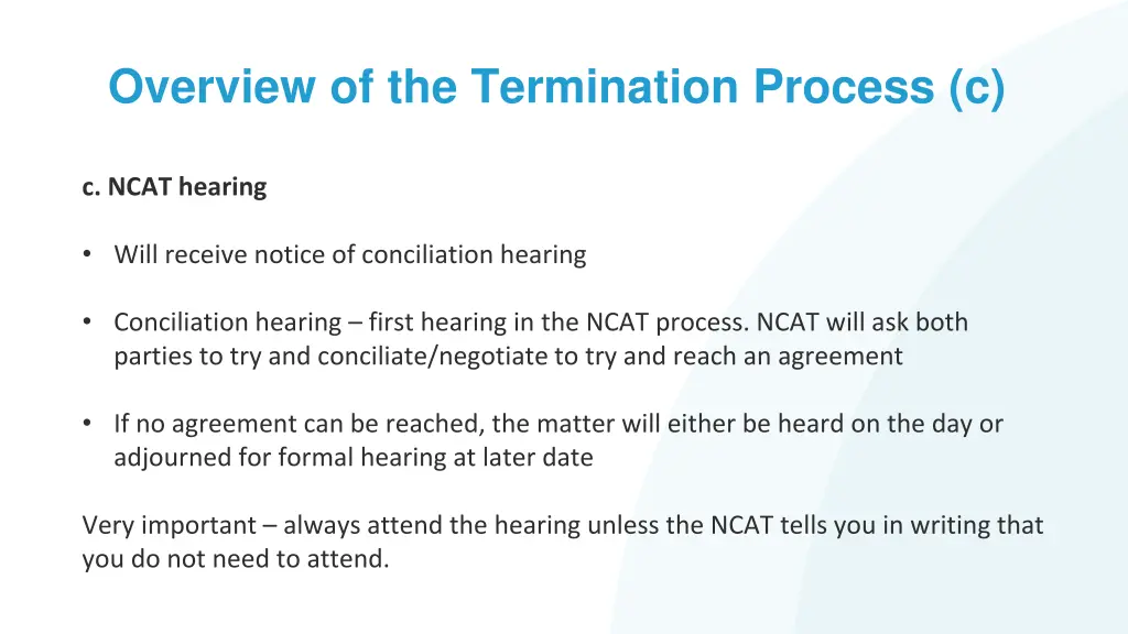 overview of the termination process c