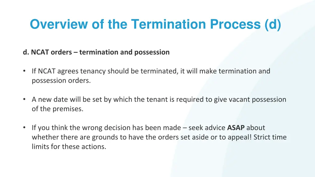 overview of the termination process d