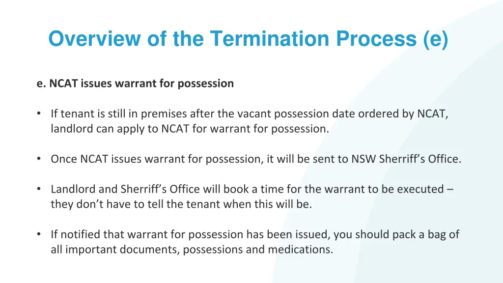 overview of the termination process e