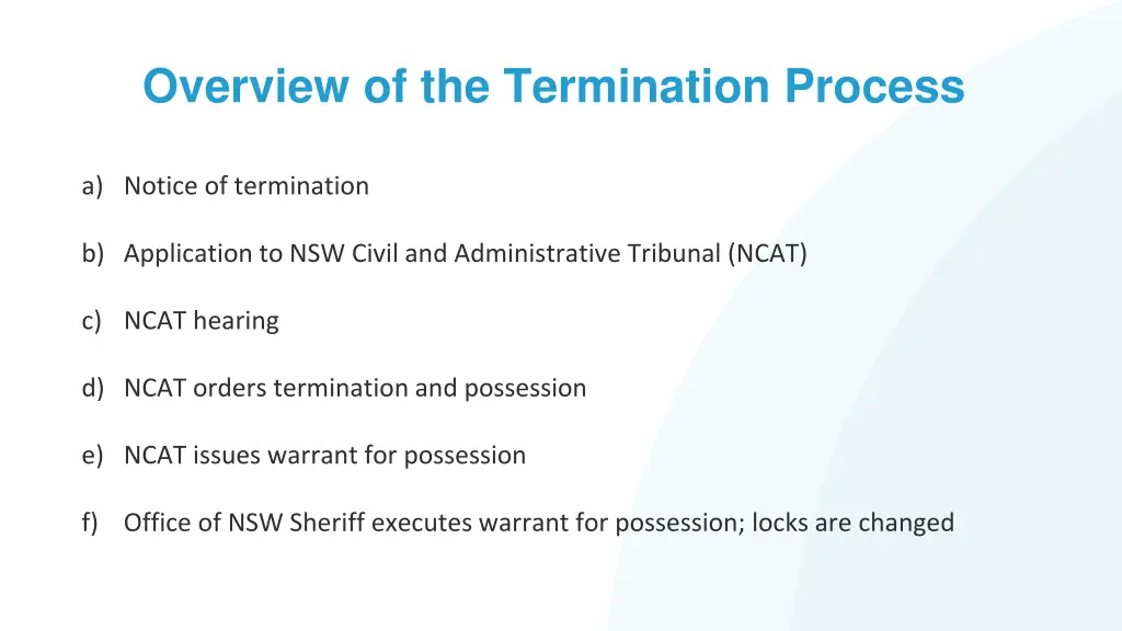 overview of the termination process