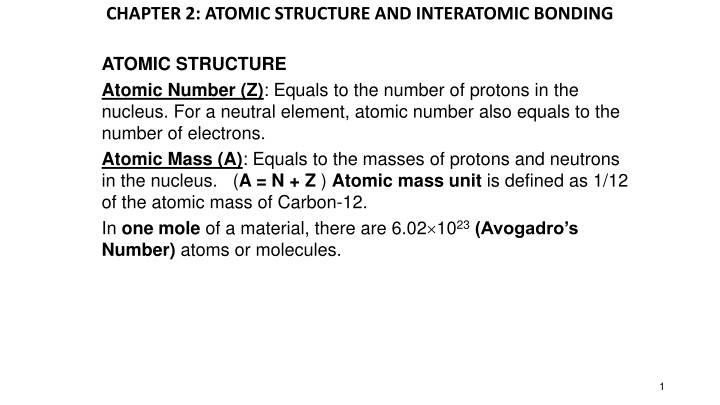 chapter 2 atomic structure and interatomic bonding