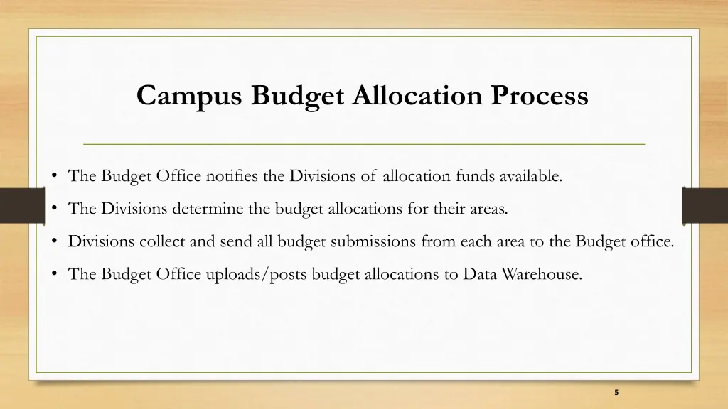 campus budget allocation process