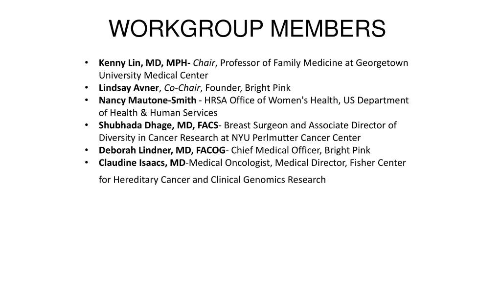 workgroup members