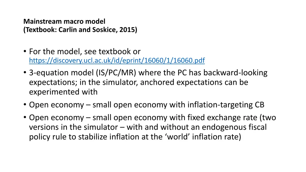 mainstream macro model textbook carlin