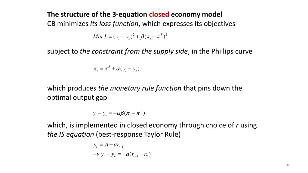 the structure of the 3 equation closed economy