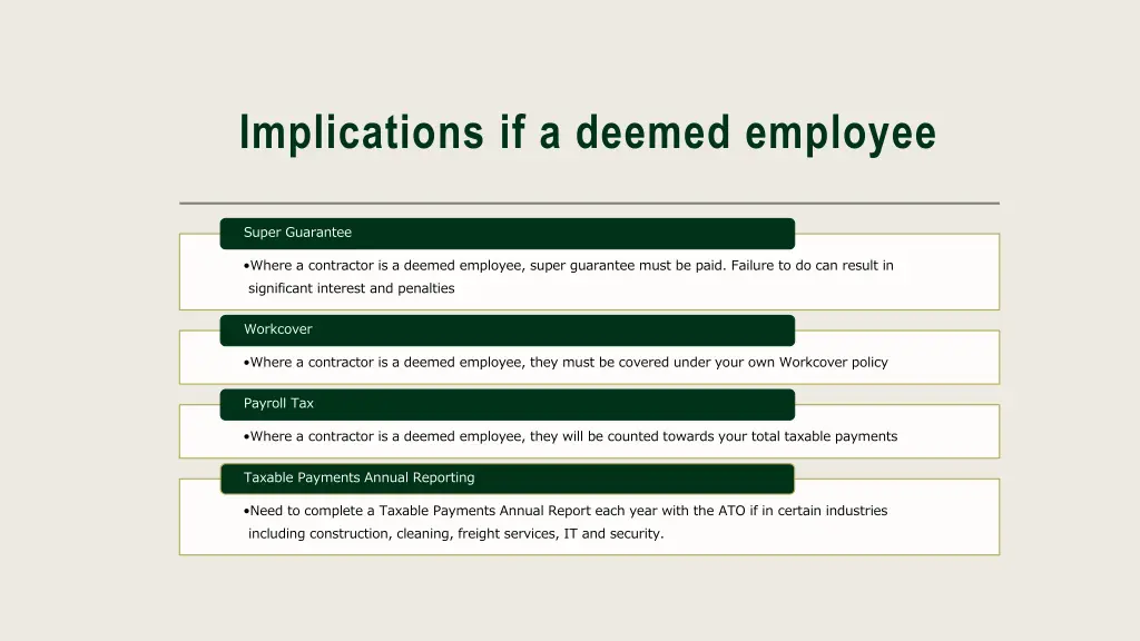 implications if a deemed employee