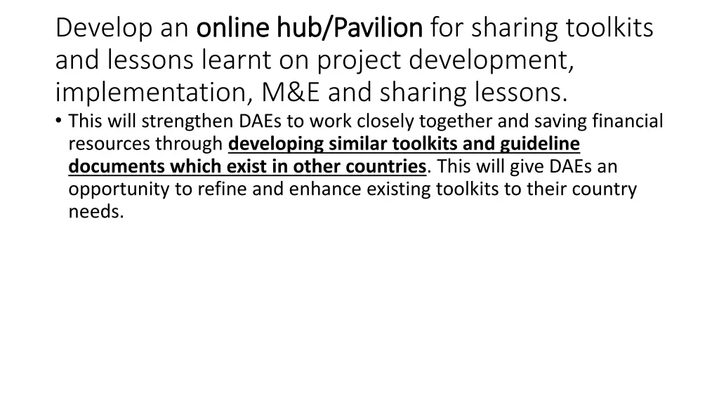 develop an online hub pavilion online