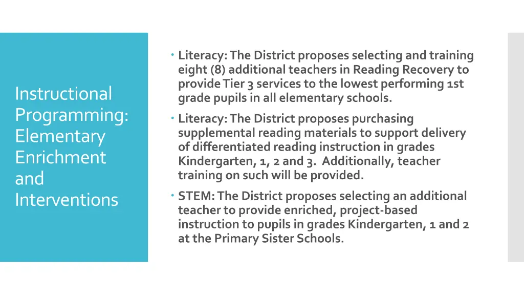 literacy the district proposes selecting