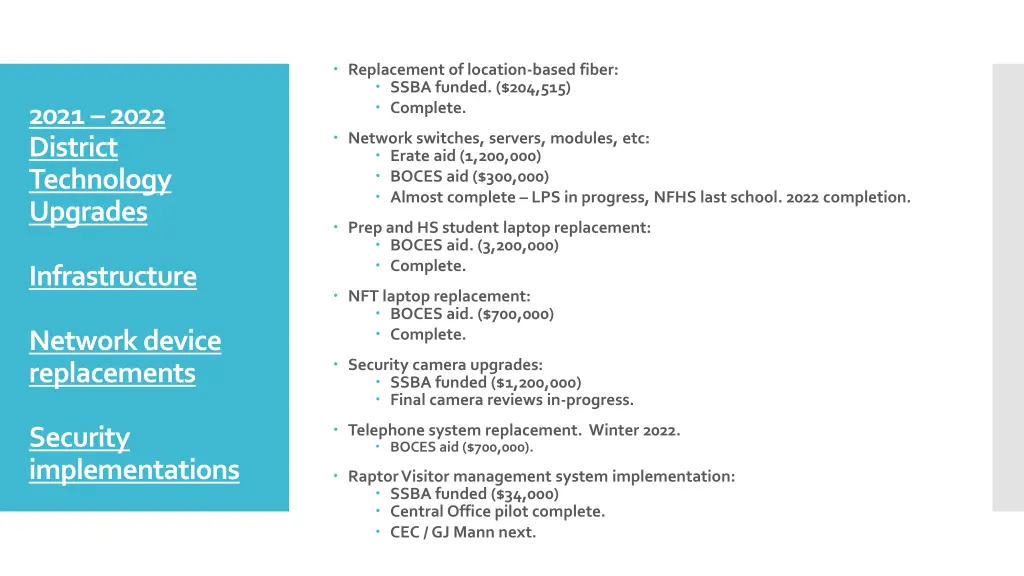 replacement of location based fiber ssba funded