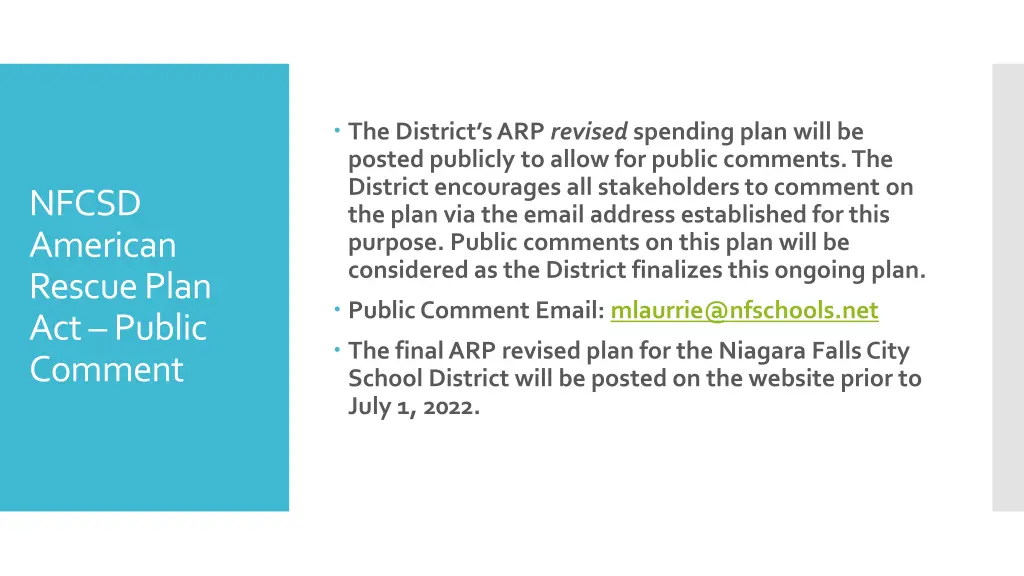 the district s arp revised spending plan will