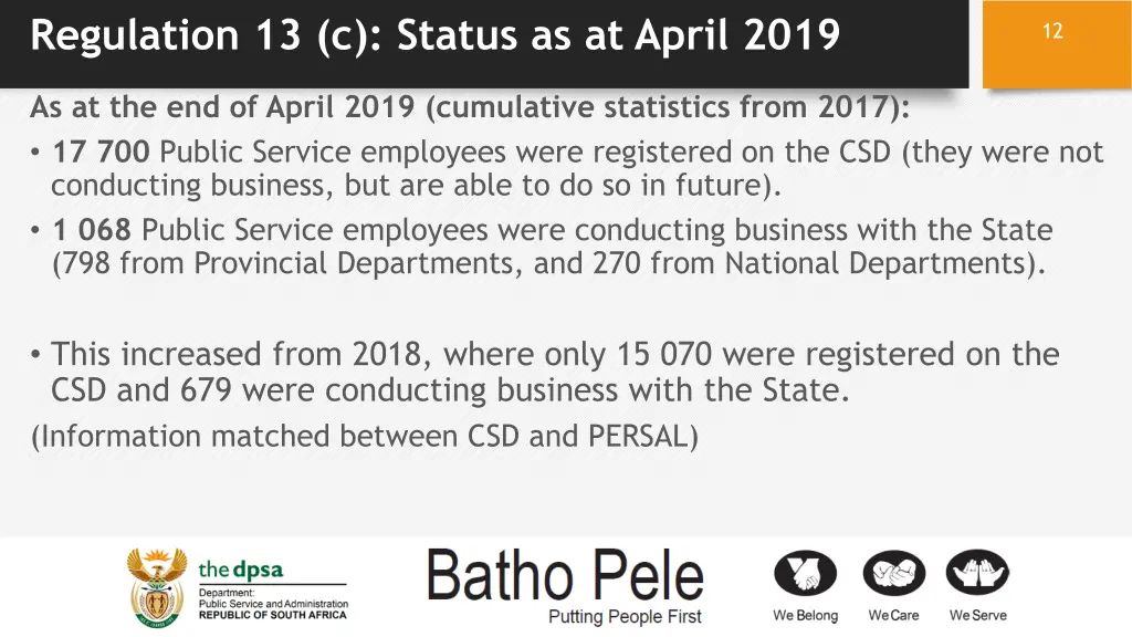 regulation 13 c status as at april 2019