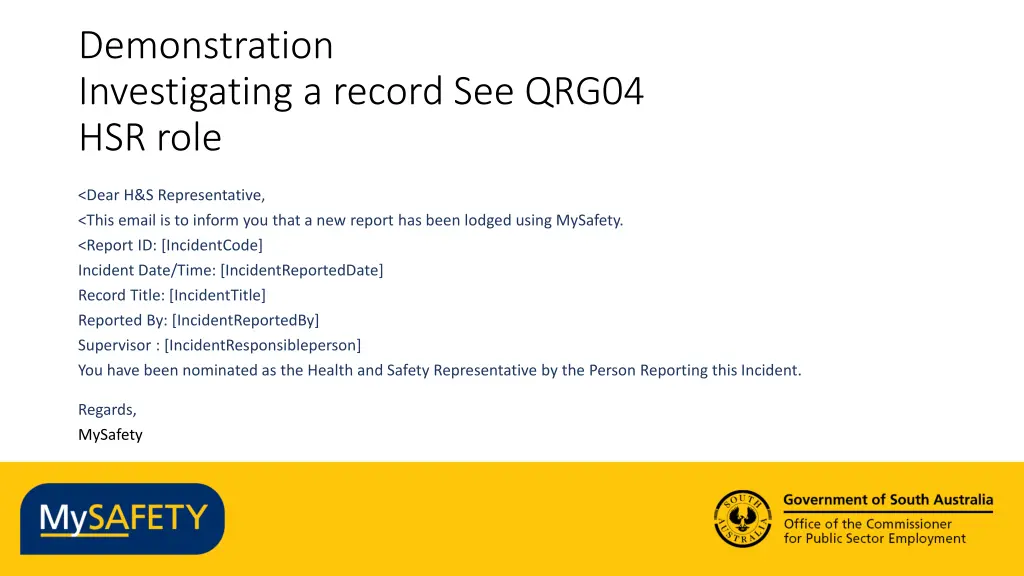 demonstration investigating a record see qrg04