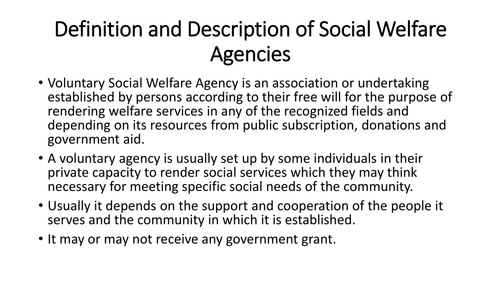 definition and description of social welfare