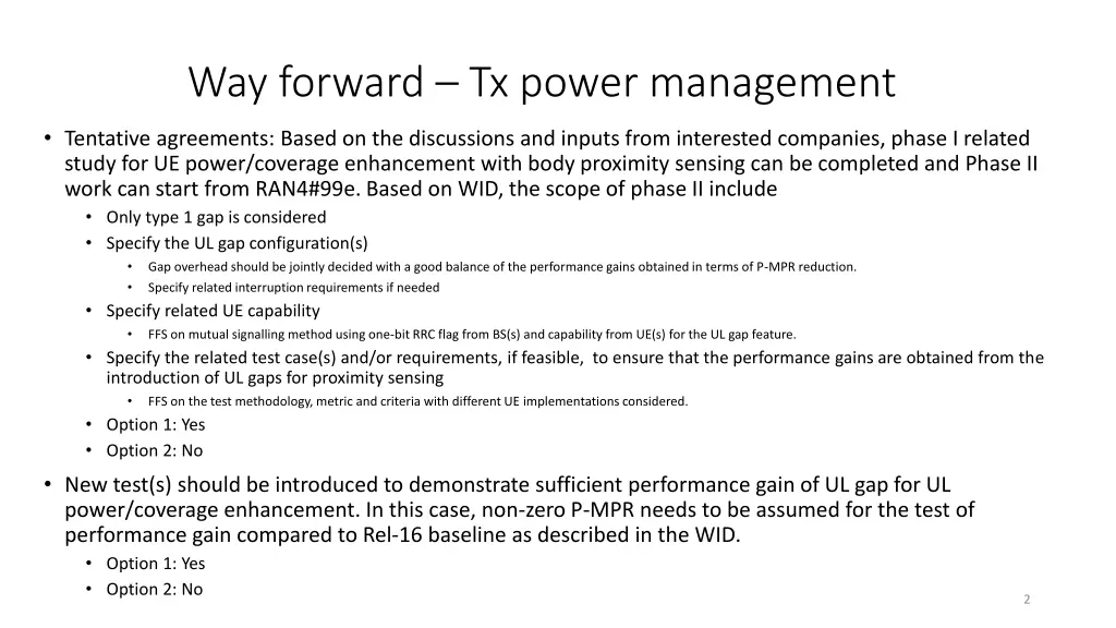 way forward tx power management