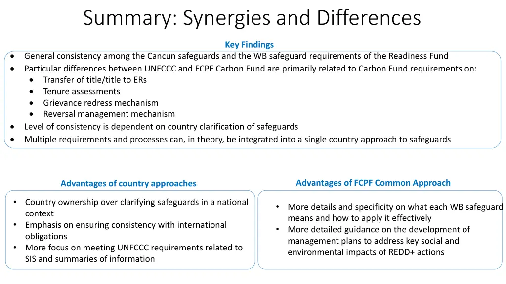 summary synergies and differences