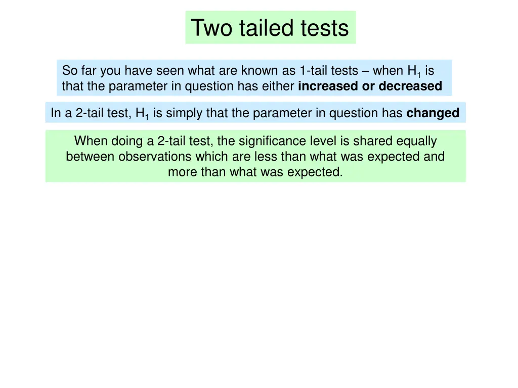 two tailed tests