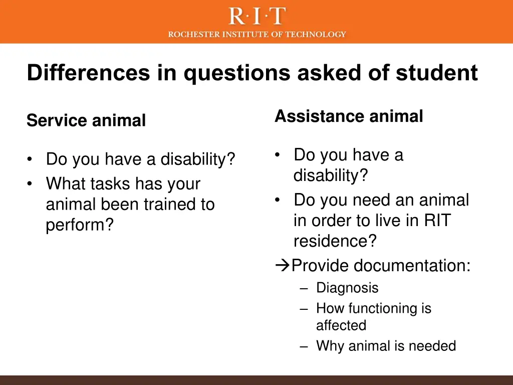 differences in questions asked of student