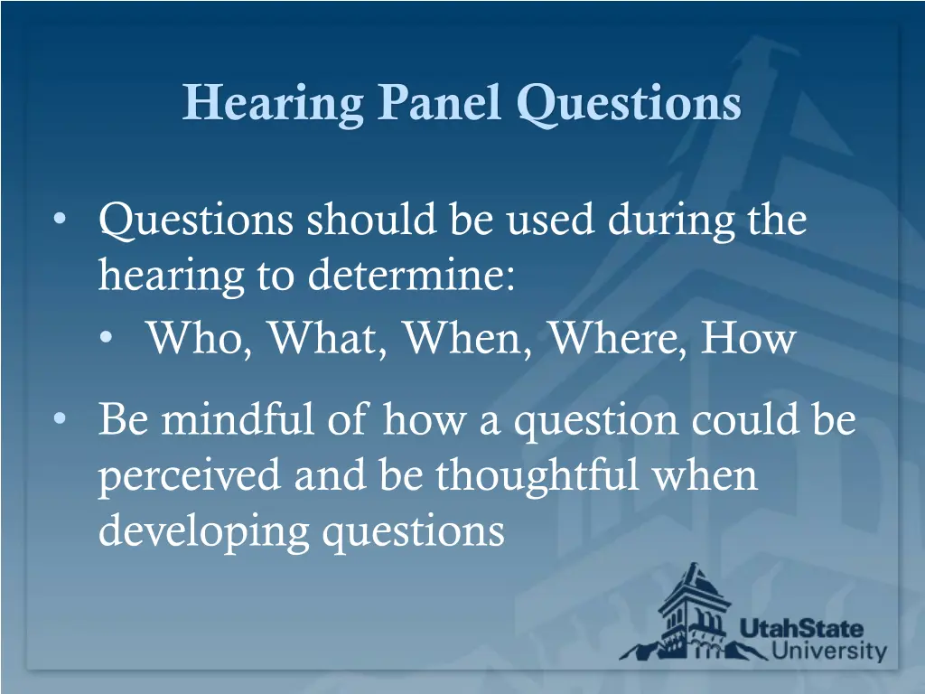 hearing panel questions