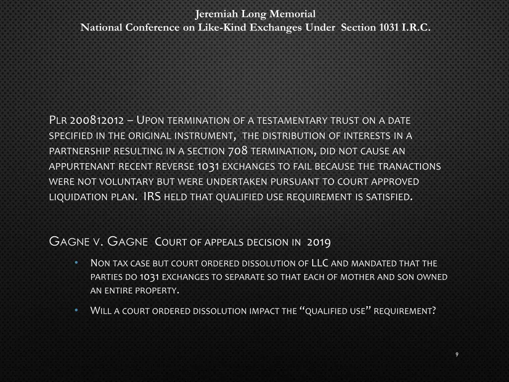 jeremiah long memorial 8