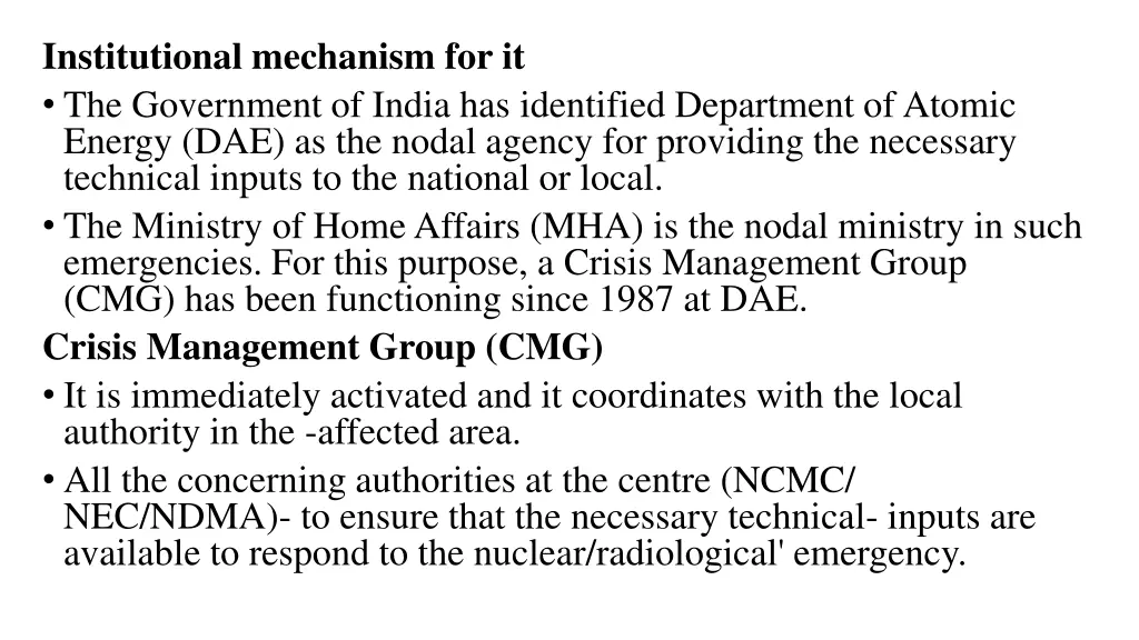 institutional mechanism for it the government