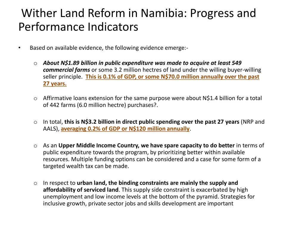 wither land reform in namibia progress