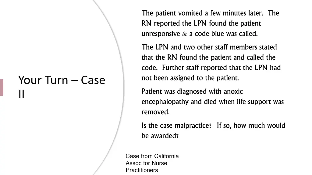 the patient vomited a few minutes later