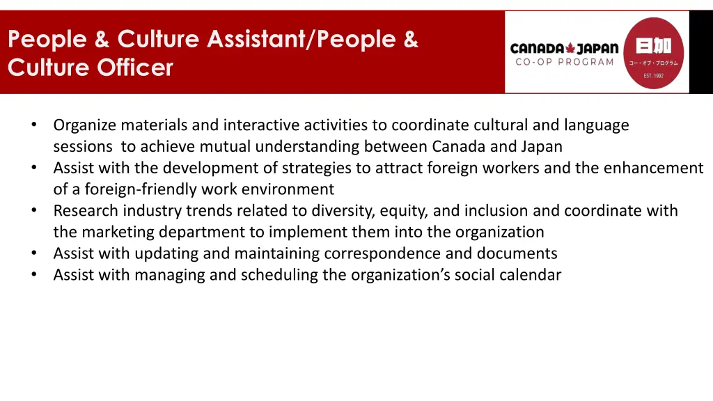 people culture assistant people culture officer