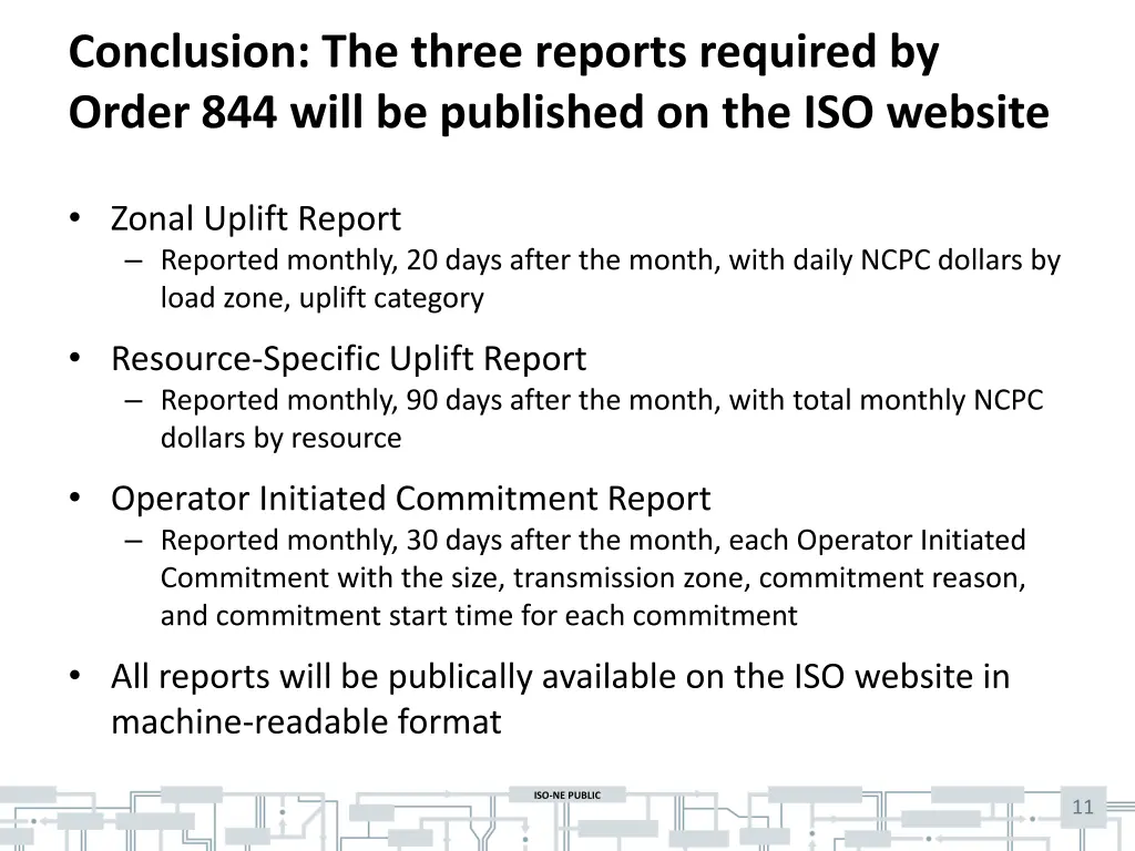 conclusion the three reports required by order