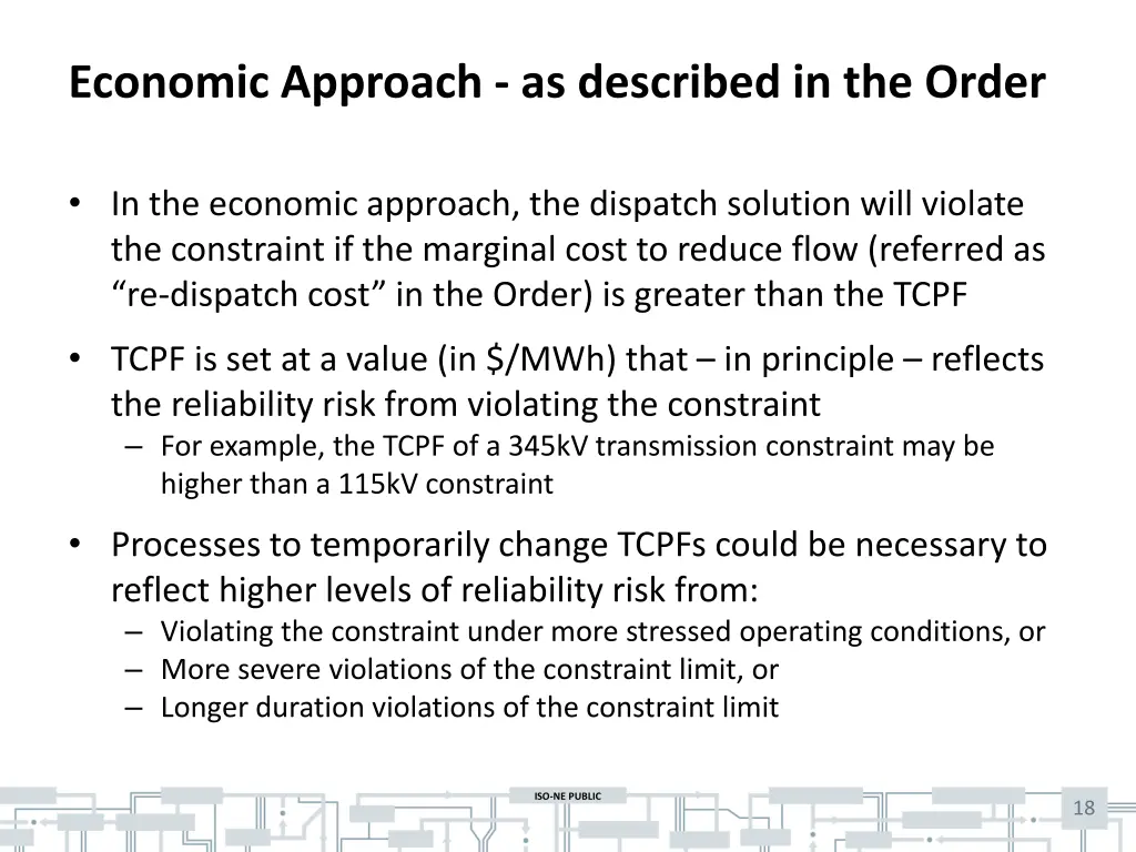 economic approach as described in the order