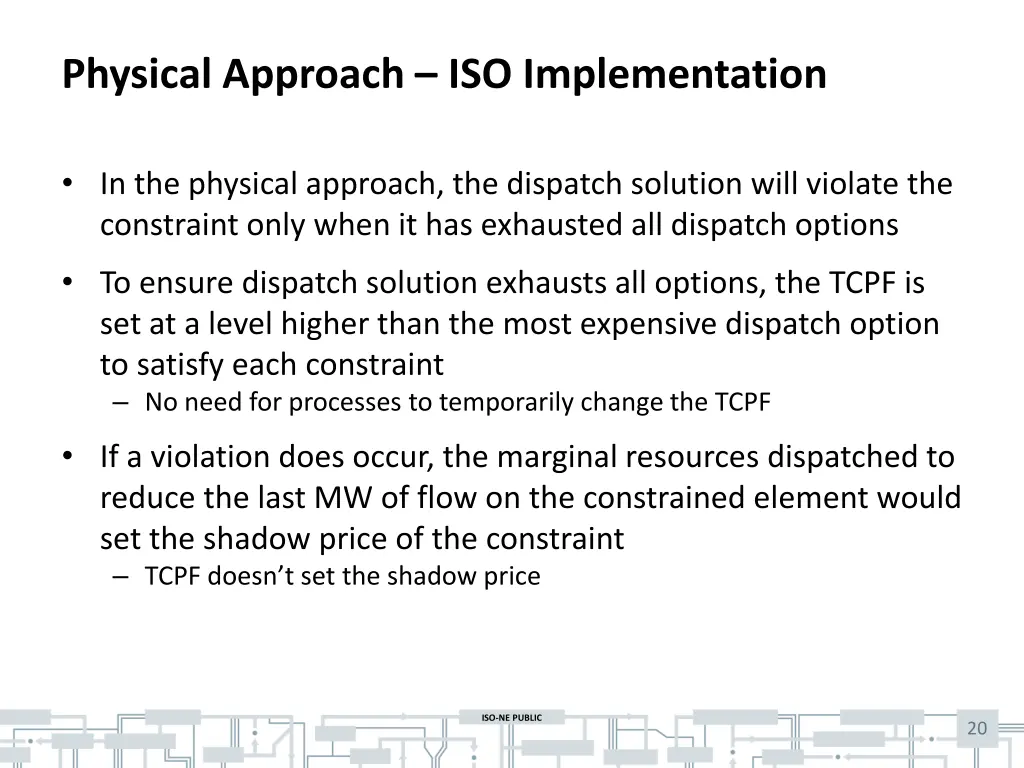 physical approach iso implementation