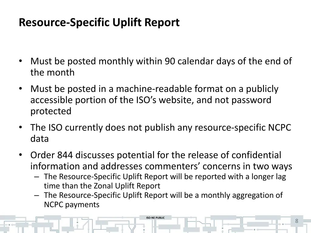 resource specific uplift report