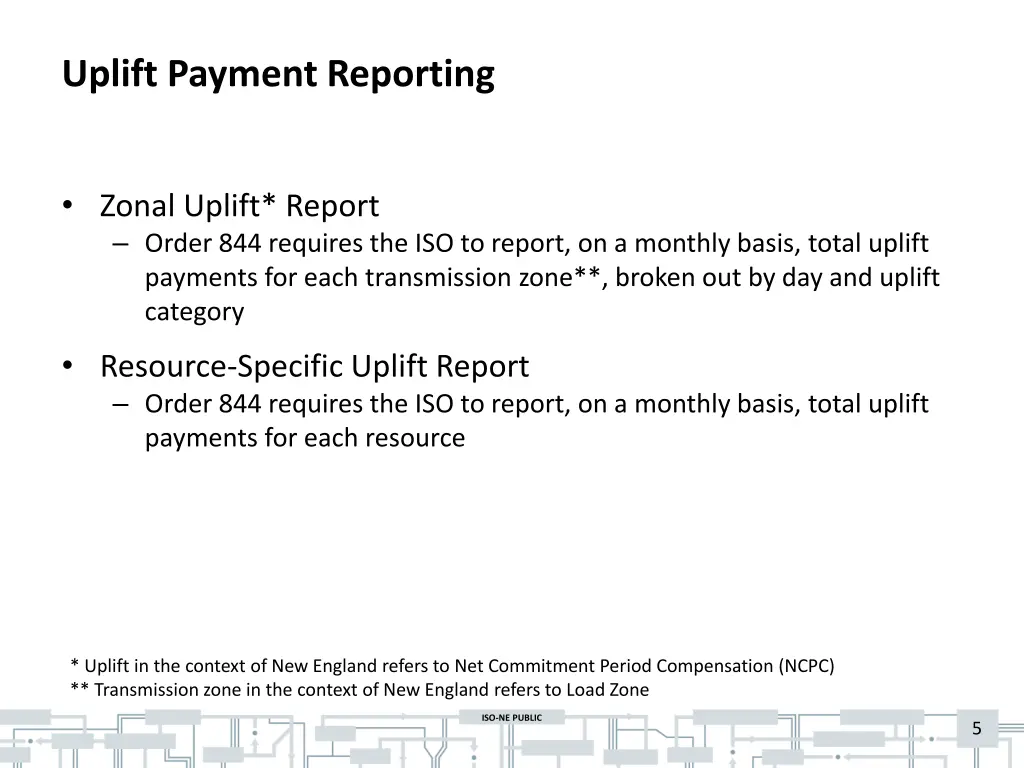 uplift payment reporting