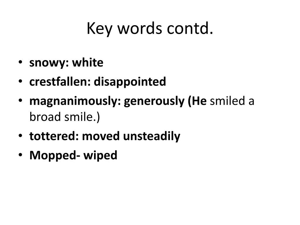 key words contd