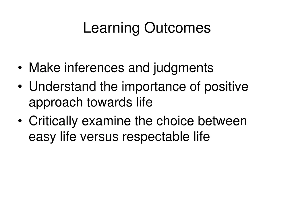 learning outcomes