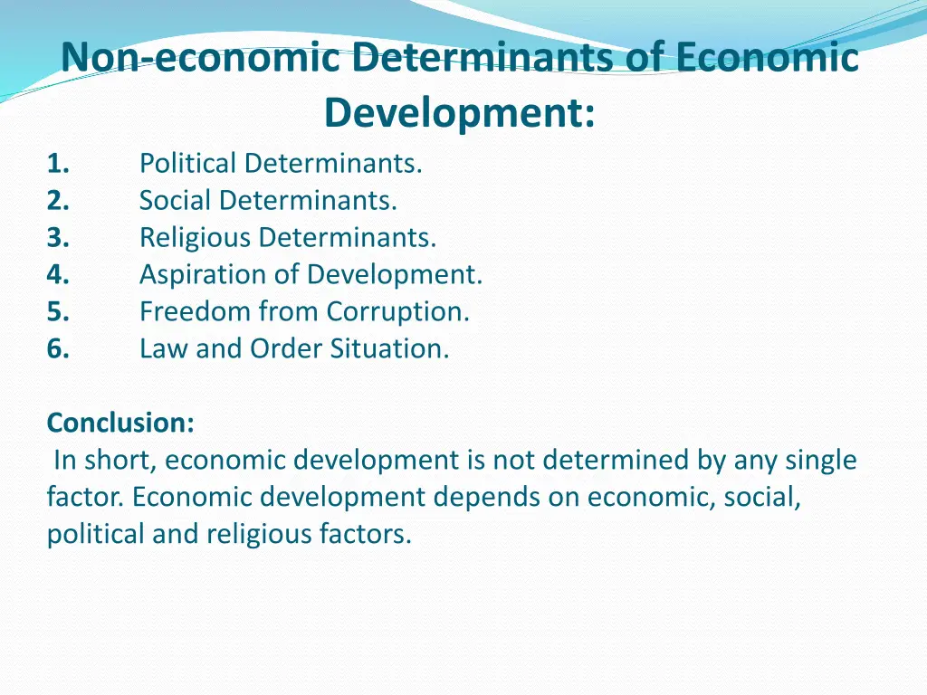 non economic determinants of economic development