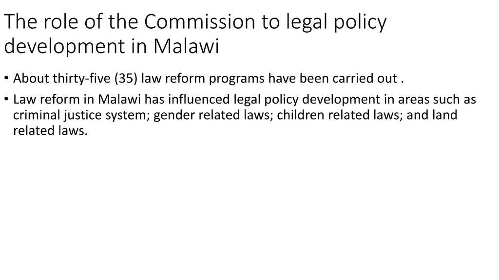 the role of the commission to legal policy