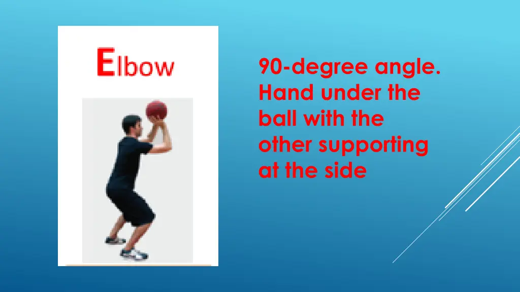 90 degree angle hand under the ball with