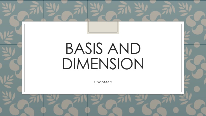 basis and dimension