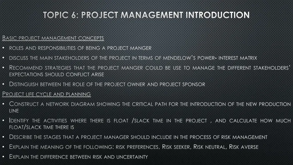 topic 6 project management introduction