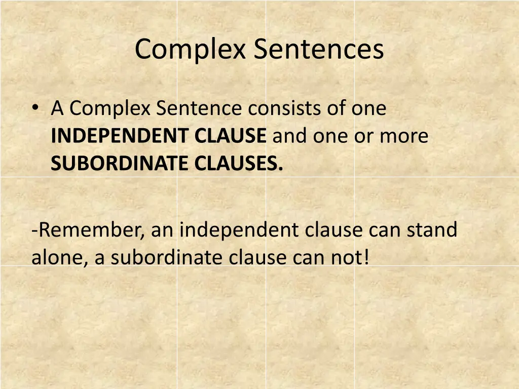 complex sentences