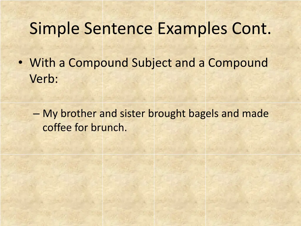 simple sentence examples cont