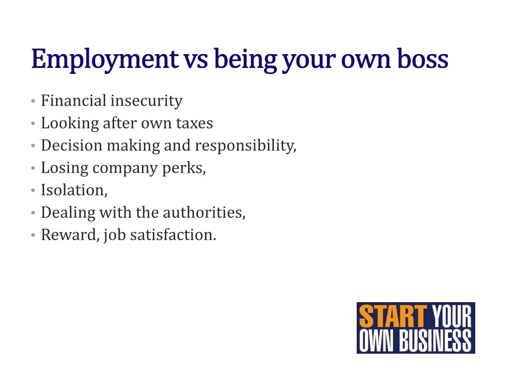 employment vsbeing your own boss