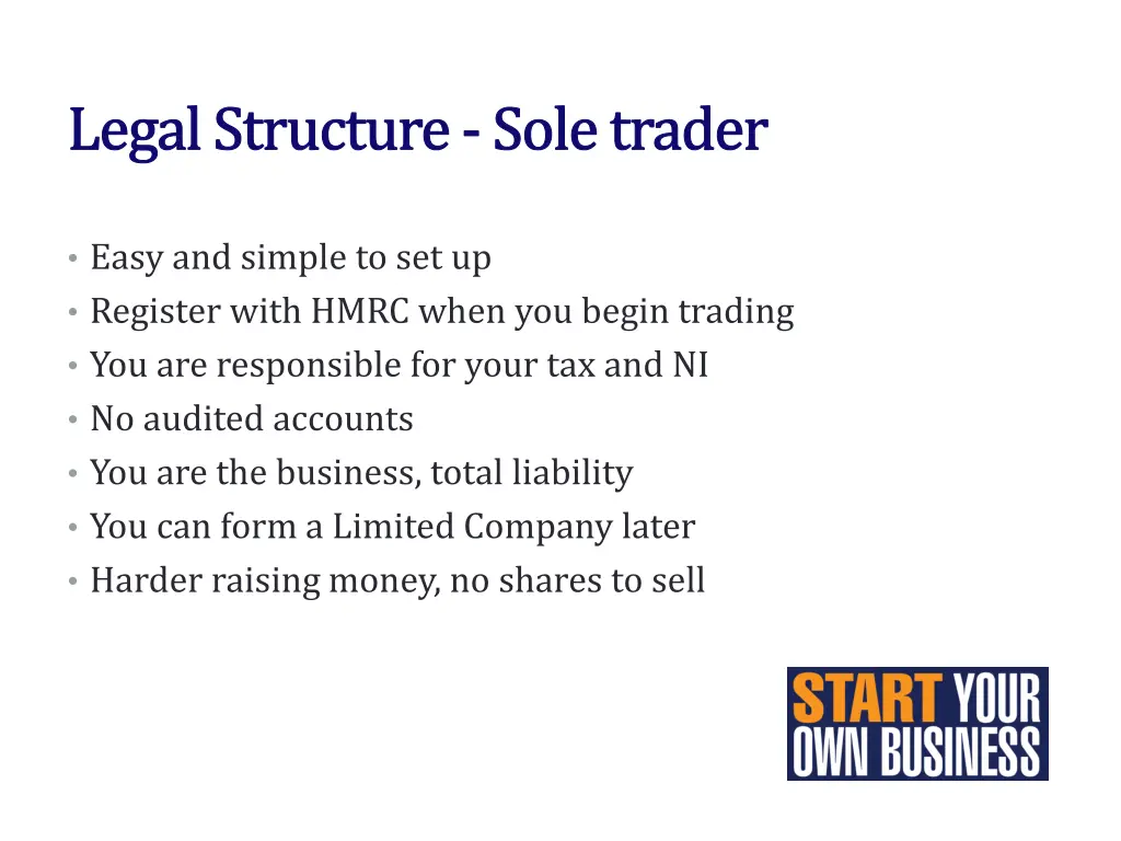 legal structure sole trader