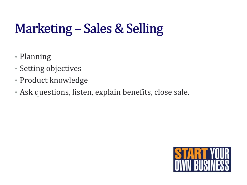 marketing sales selling