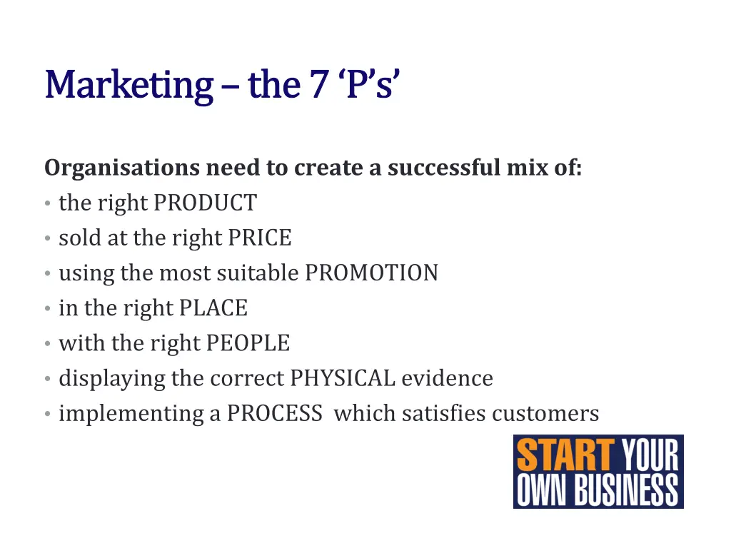 marketing the 7 p s