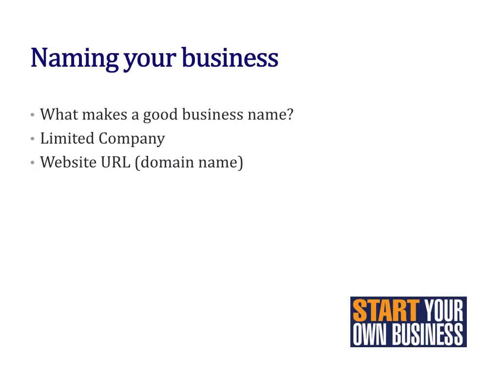 naming your business